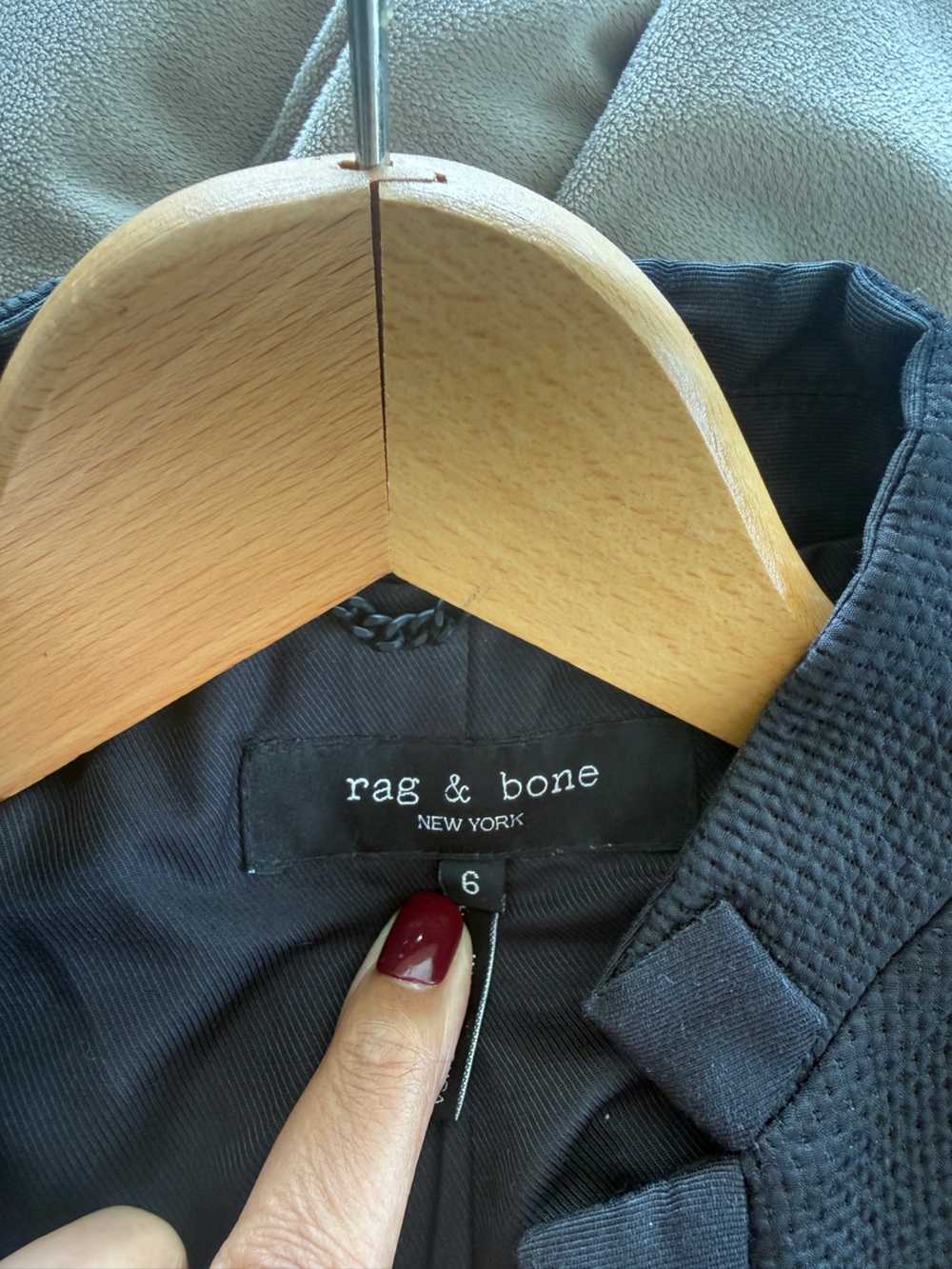Rag & Bone Black Textured Collarless Jacket - Picture 5 of 6